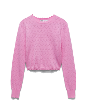 Zara Pointelle Sweater Pink